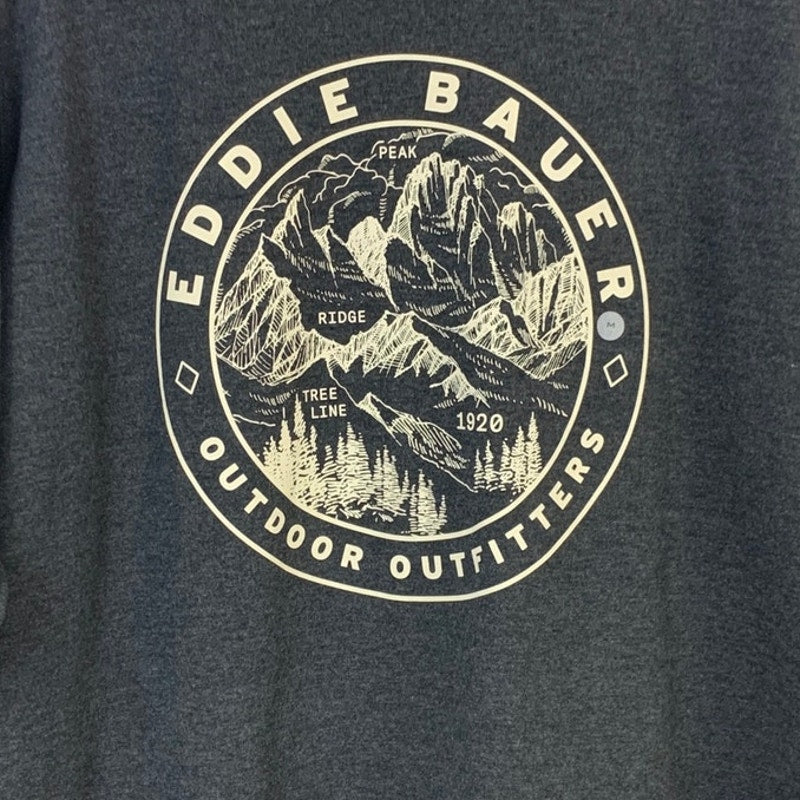New Eddie Bauer Mens Medium Long Sleeve Camp Fleece Graphic Crew Neck Sweatshirt