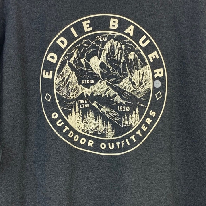New Eddie Bauer Mens Medium Long Sleeve Camp Fleece Graphic Crew Neck Sweatshirt