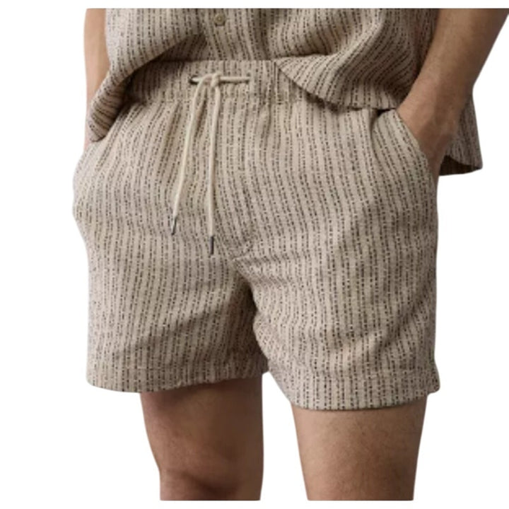 New American Eagle Mens Medium Dune Khaki Striped 5" Lived-In Trekker Shorts