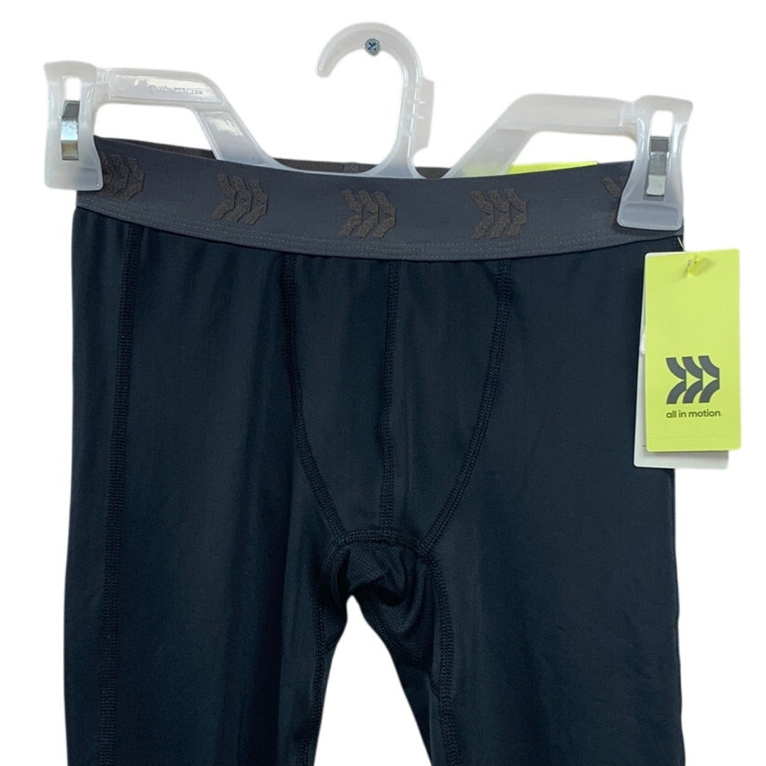 New All In Motion Boys Small (6/7) Black Moisture Wicking Fitted Athletic Tights