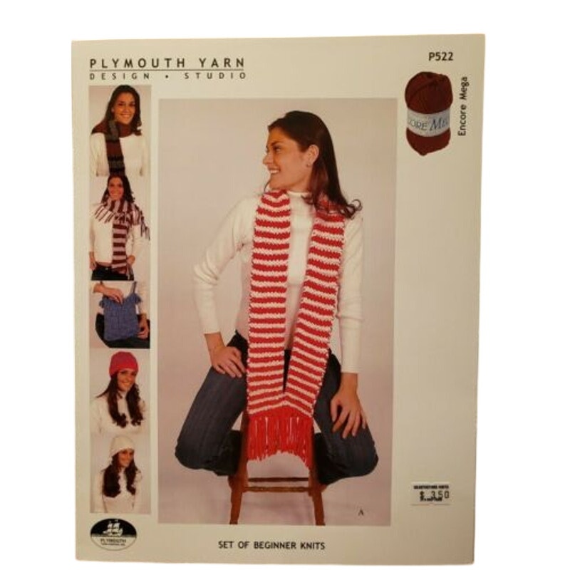 New 2005 Plymouth Yarn P522 Encore Mega Set of Beginner Knits Knitting Pattern