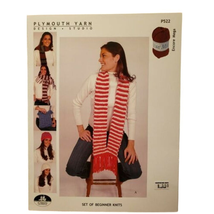 New 2005 Plymouth Yarn P522 Encore Mega Set of Beginner Knits Knitting Pattern