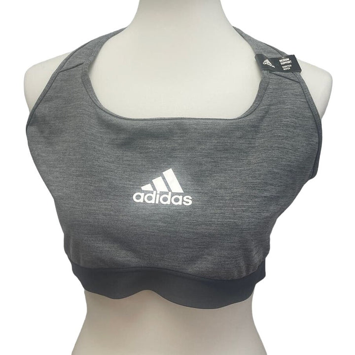 New Adidas XL 48DD Gray Medium Support Removeable Pads Training Sports Bra