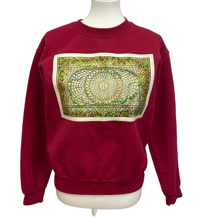 Hand Printed Upcycled Small Vintage Sunroom Ceiling Floral PolyCotton Sweatshirt