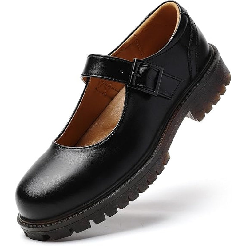 New XMM Womens Size 9 Black Faux Leather Platform Mary Jane Buckle Strap Shoes