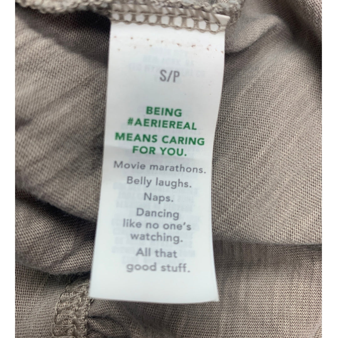 Aerie Womens Small Brown PolyCotton Spaghetti Strap Handkerchief Hem Tank Top