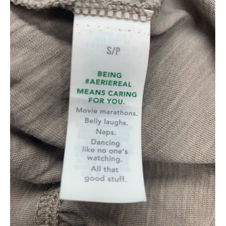 Aerie Womens Small Brown PolyCotton Spaghetti Strap Handkerchief Hem Tank Top