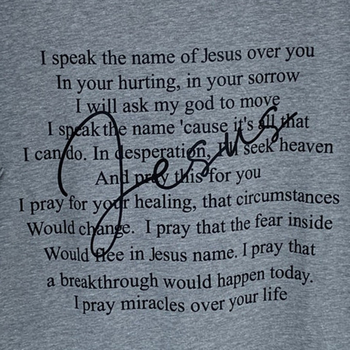 New Hand Printed Womens XXL Heathered Jesus Bible Prayer Short Sleeve Tee Shirt