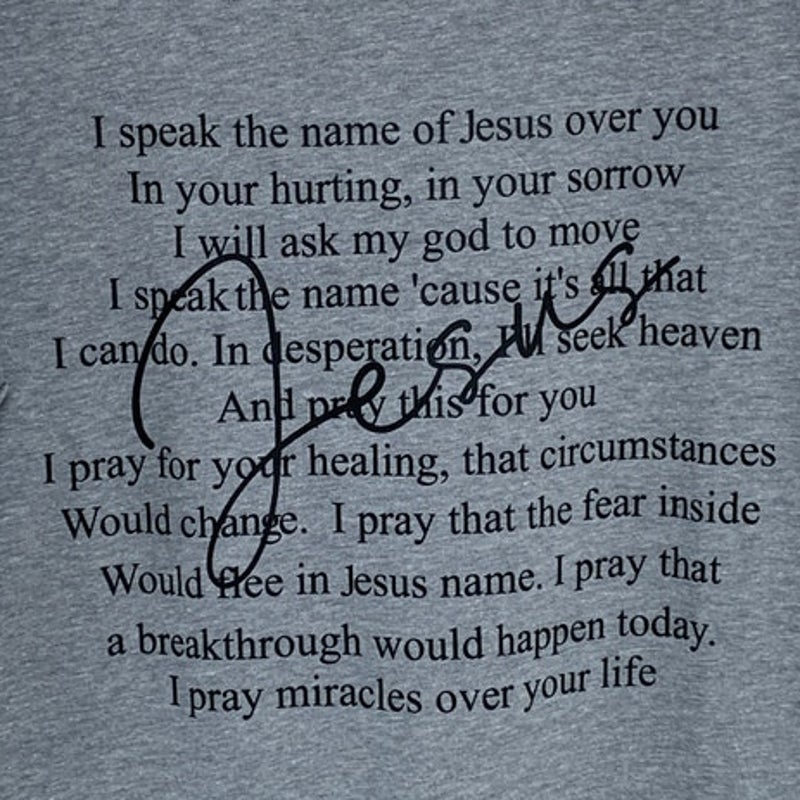 New Hand Printed Womens XXL Heathered Jesus Bible Prayer Short Sleeve Tee Shirt