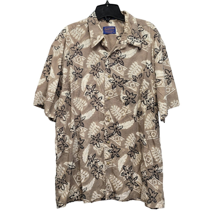 Pendleton Mens Large Cotton Rayon Short Sleeve Button Up Hawaiian Shirt