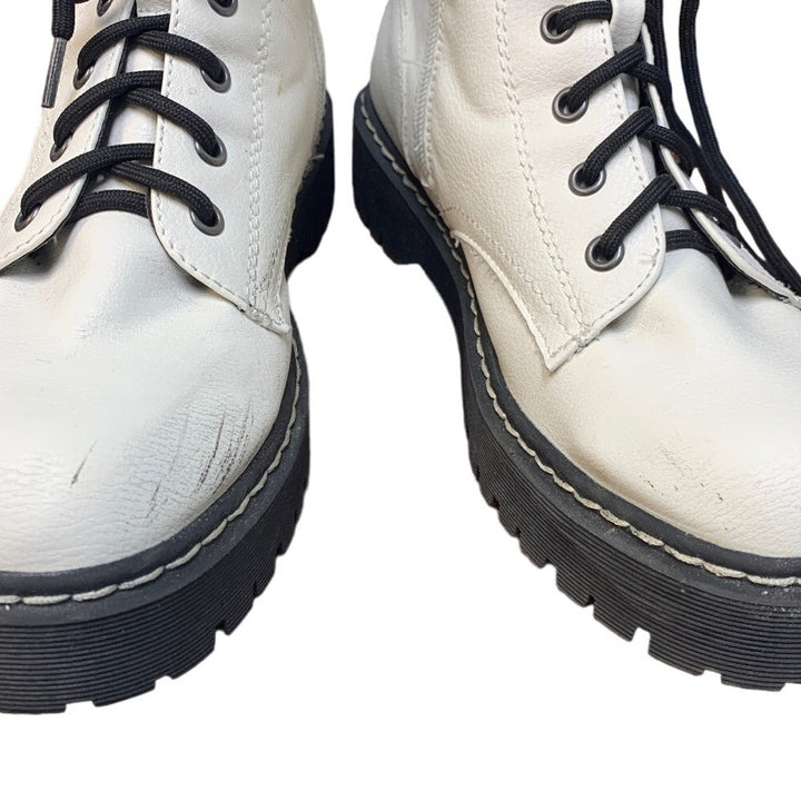 Sincerely Jules Womens Size 9.5 Harley White Leather Lace Up Boots