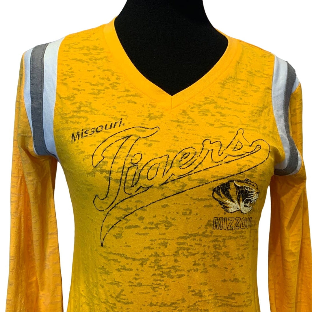 Mizzou Womens Large University Columbia Missouri Tigers Long Sleeve V-Neck Tee
