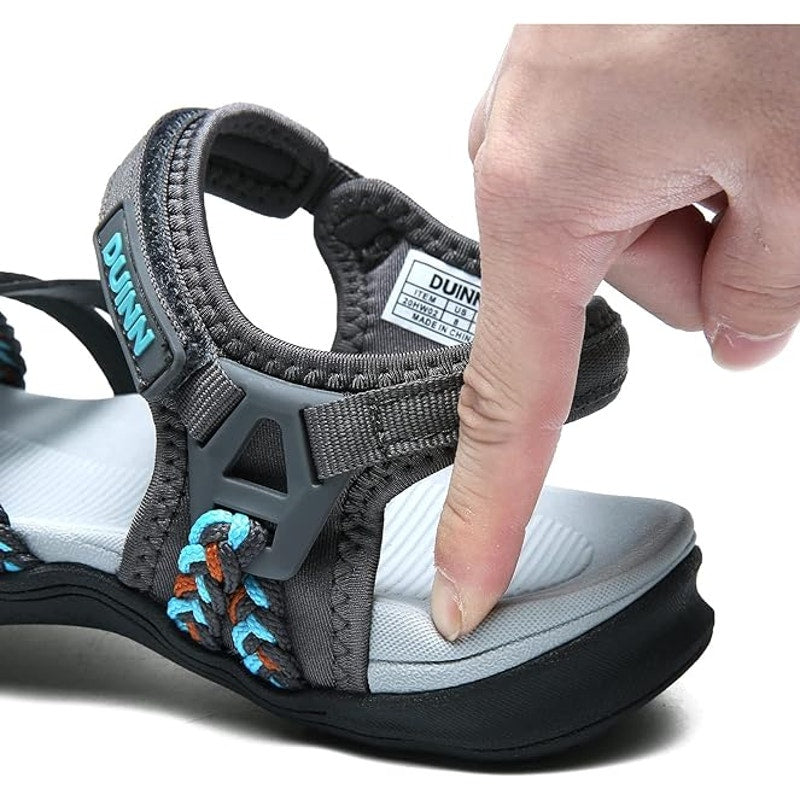 New Duinn Upfen Womens Size 6.5 Hook Loop Closure Black Hiking Sport Sandals