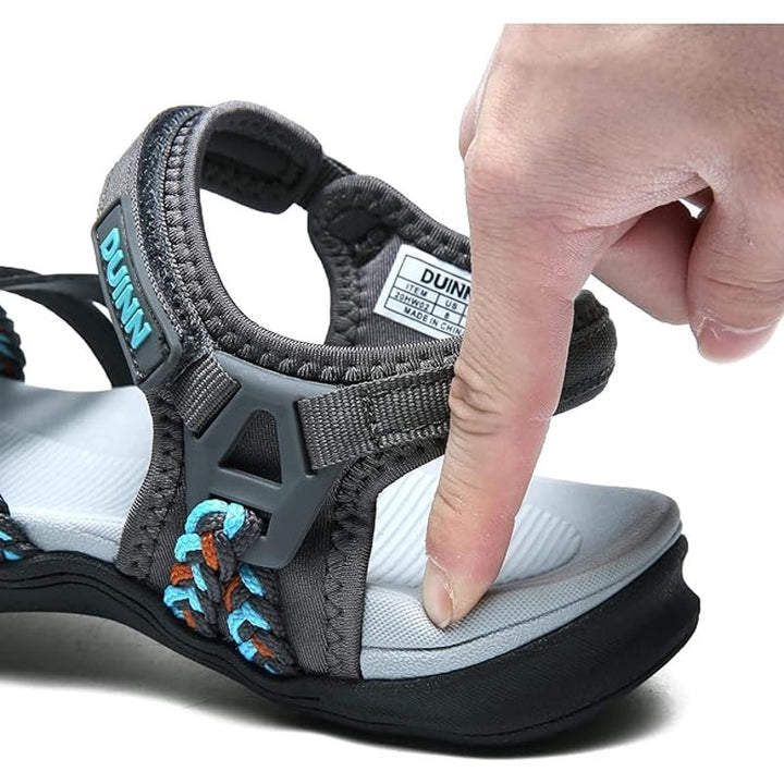 New Duinn Upfen Womens Size 6.5 Hook Loop Closure Black Hiking Sport Sandals