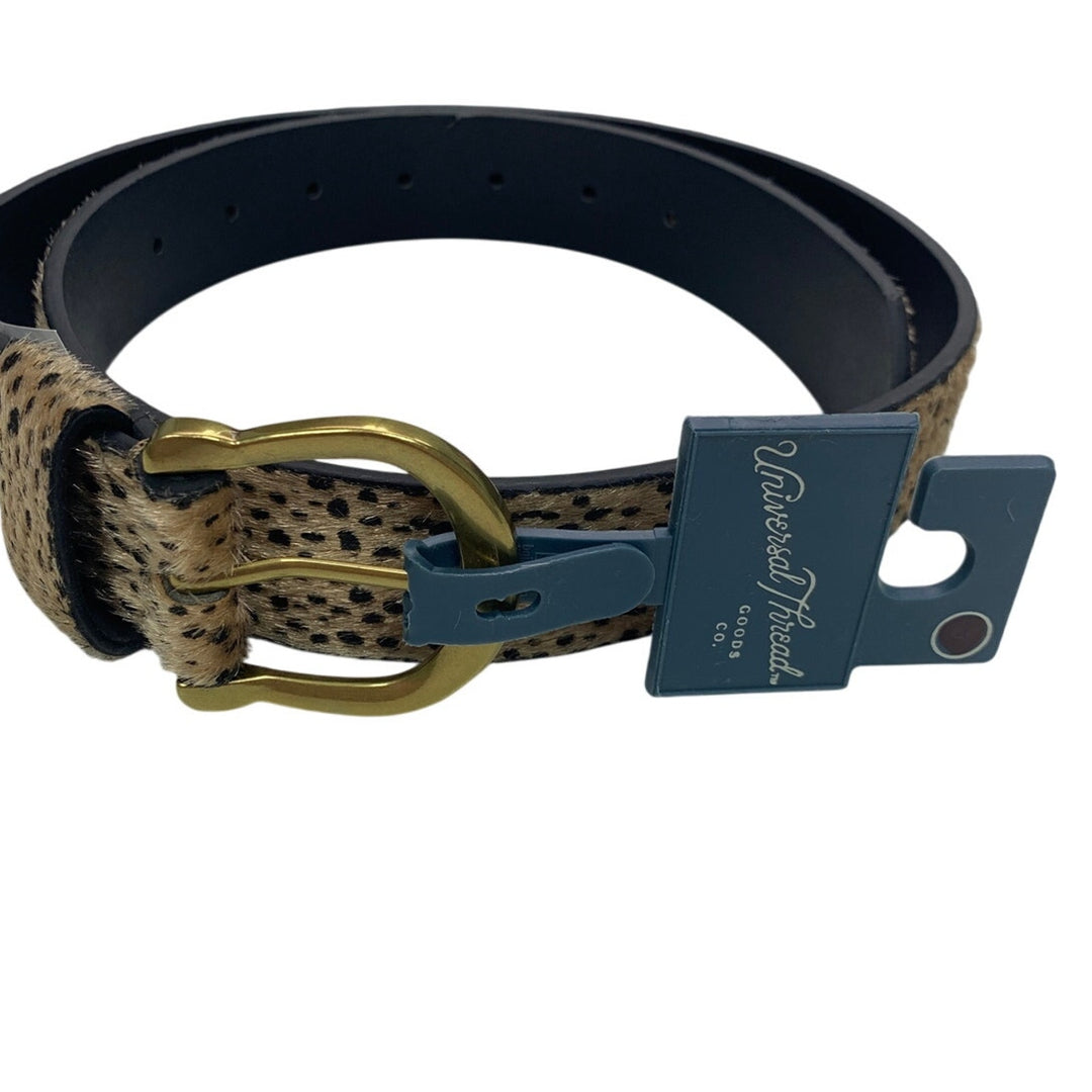 New Universal Thread Womens Large Fuzzy Leopard Bonded Leather Fashion Belt