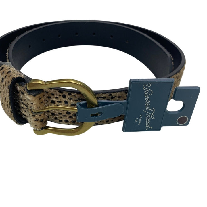 New Universal Thread Womens Large Fuzzy Leopard Bonded Leather Fashion Belt