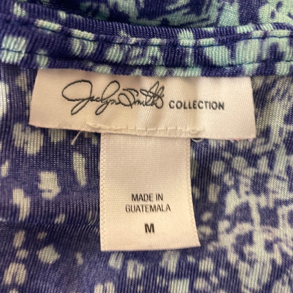 Jaclyn Smith Womens Medium Short Sleeve Swoop Neck Polka Dot Stripe Blouse