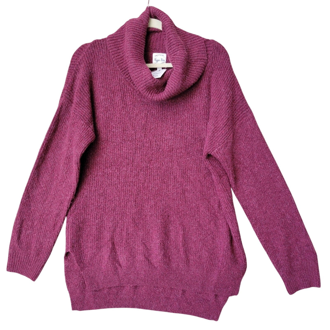 NWT New Hippie Rose Juniors Large Wine Red Turtleneck Polyester Tunic Sweater
