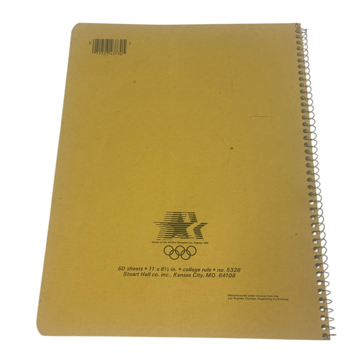 Vintage 1984 Stuart Hall Los Angeles Olympics College Ruled Spiral Notebook