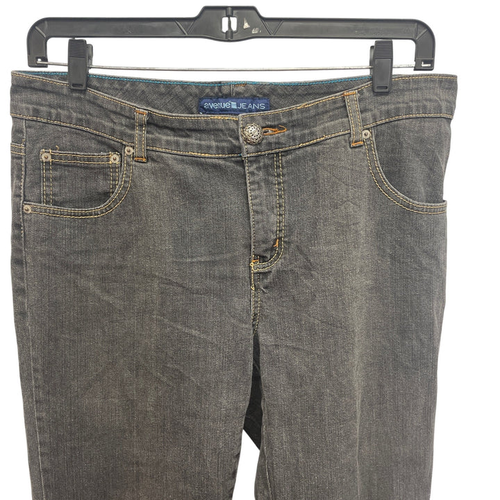 Avenue Womens Size 14 Cotton Blend Gray Wash Silver Button Straight Leg Jeans