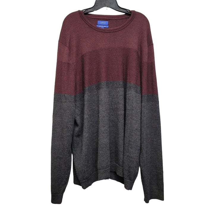 Apt 9 Mens XXL Acrylic Merino Wool Long Sleeve Color Blocked Knit Sweater