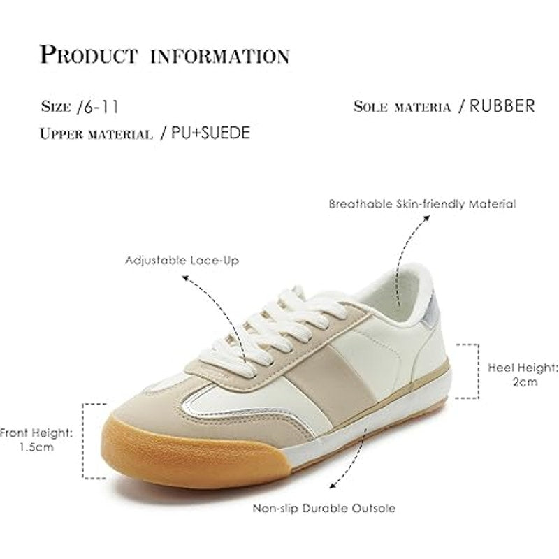 Funky Monkey Womens Size 9 Tan White Anti Slip Lace Up Classic Sneaker Shoes