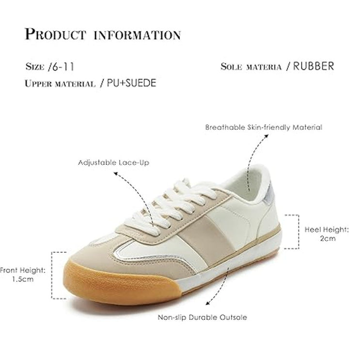 Funky Monkey Womens Size 9 Tan White Anti Slip Lace Up Classic Sneaker Shoes