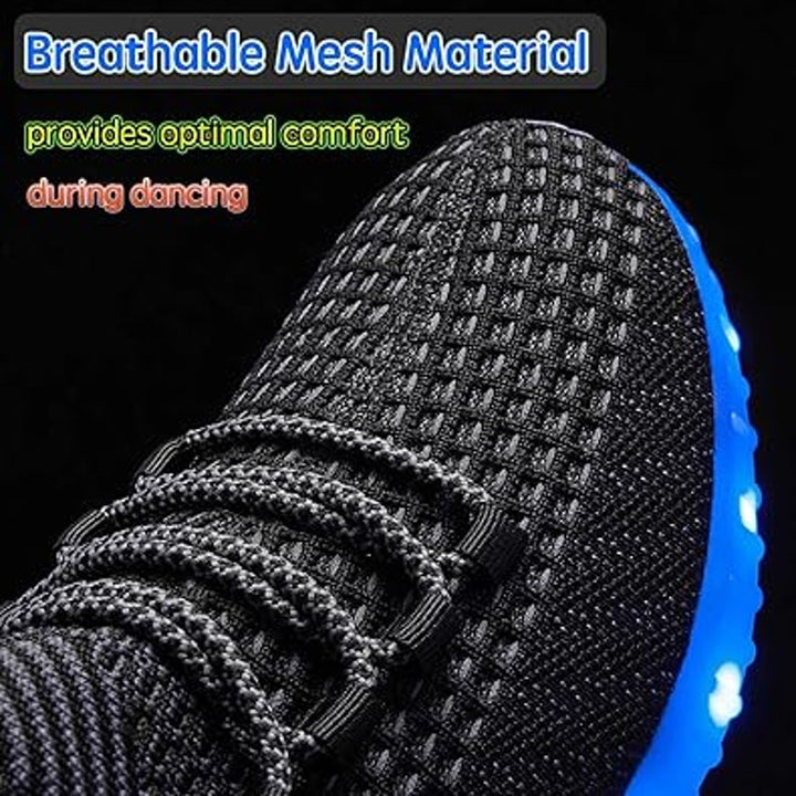 Mens Size 11 Black Mesh Rechargeable Light Up Halloween Lace Up Sneaker Shoes