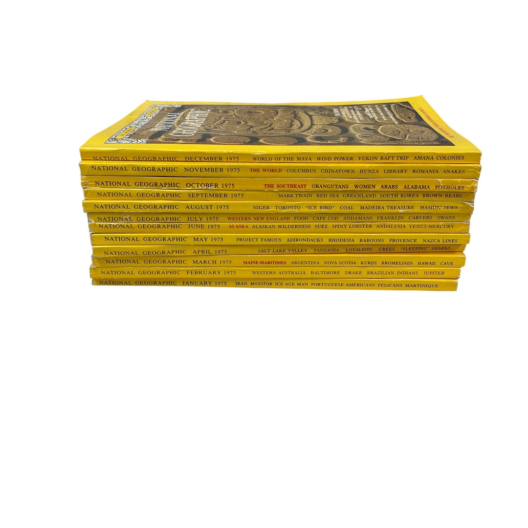 Vintage 1975 National Geographic Magazine FULL Year 12 Issues W Maps Supplements