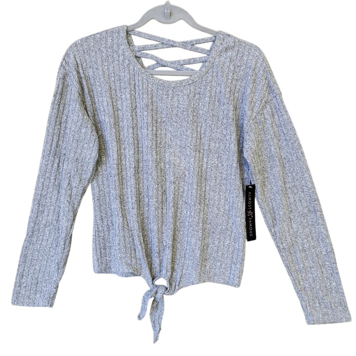 NWT New Almost Famous Womens Large Criss Cross Back Front Tie Knit Sweater
