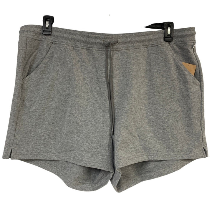 New Eddie Bauer Womens 2X Heathered Gray Drawstring Cozy Camp Fleece Shorts