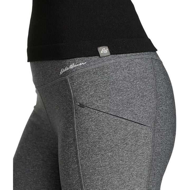 New Eddie Bauer Womens Medium Heather Gray Trail Tight High Rise Capri Pants