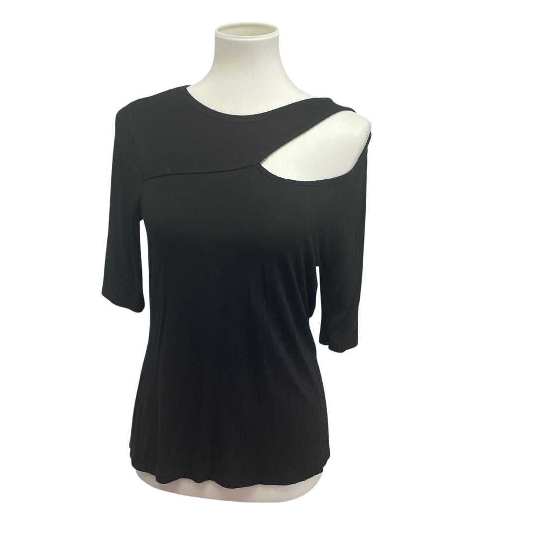 Green Envelope Womens Medium Shoulder Cut Out 3/4 Sleeve PolyBlend Top Blouse
