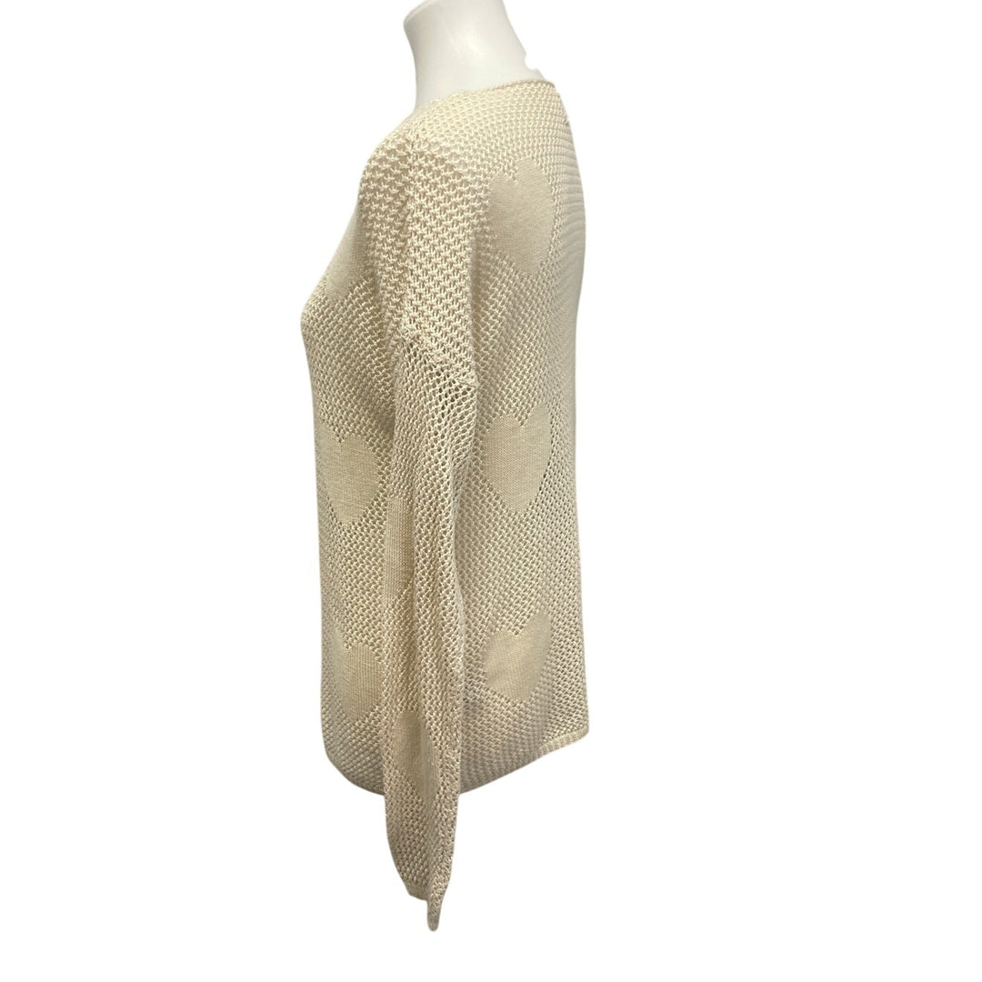 Forever 21 Womens 1X Long Sleeve Heart Pattern Knit Scoop Neck Pullover Sweater