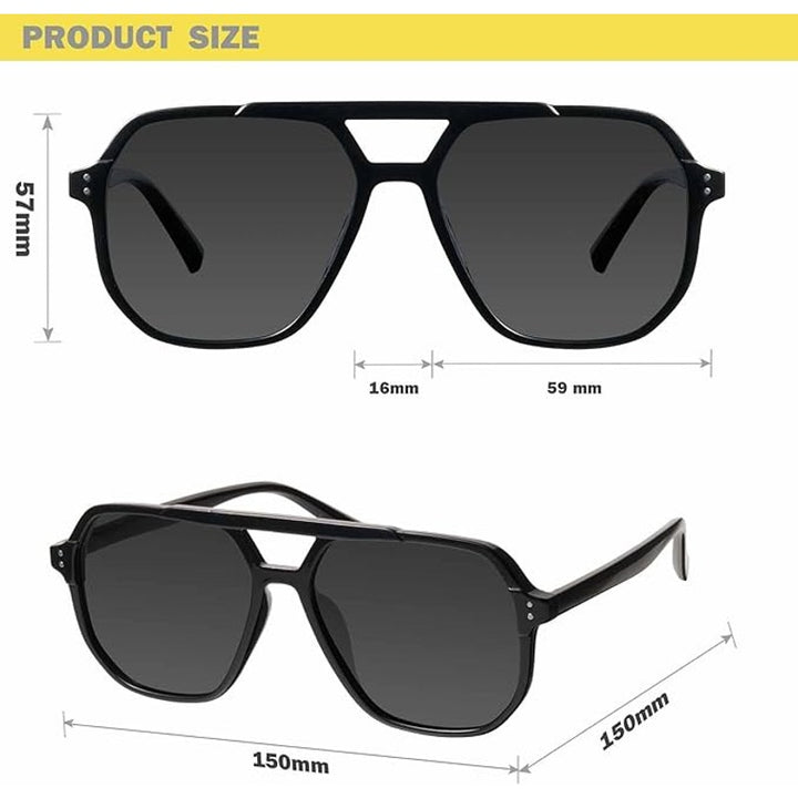 Mosanana Black Modern Aviator Women Men Polarized Trendy Oversized Sunglasses