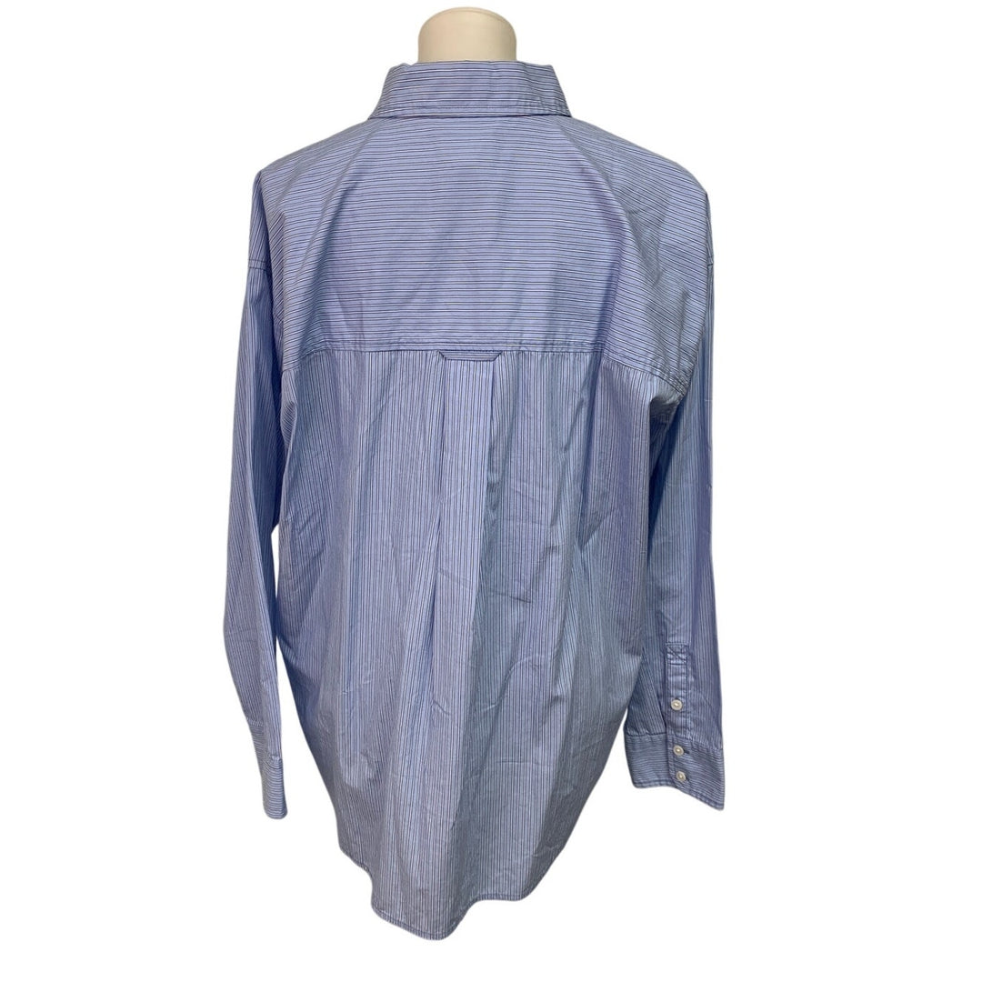 New American Eagle Womens Medium Striped Long Sleeve Button Up Collared Shirt
