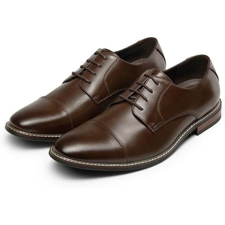 Bruno Marc Mens Size 8.5 Brown Classic Modern Formal Oxford Lace Up Dress Shoes