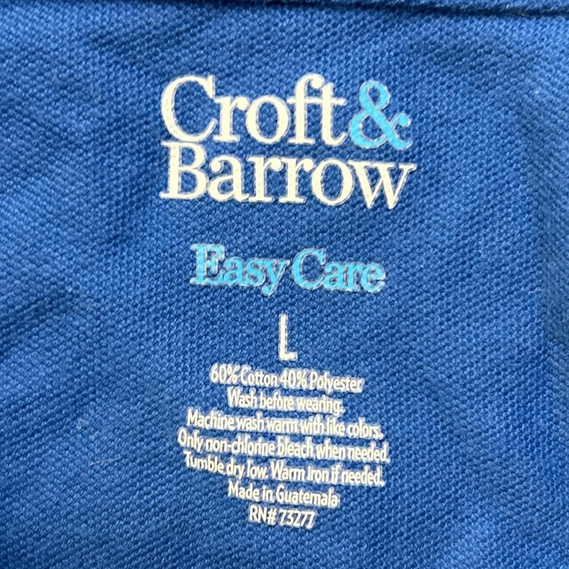Craft &amp; Barrow Mens Large Blue PolyCotton Short Sleeve Collared Polo Shirt