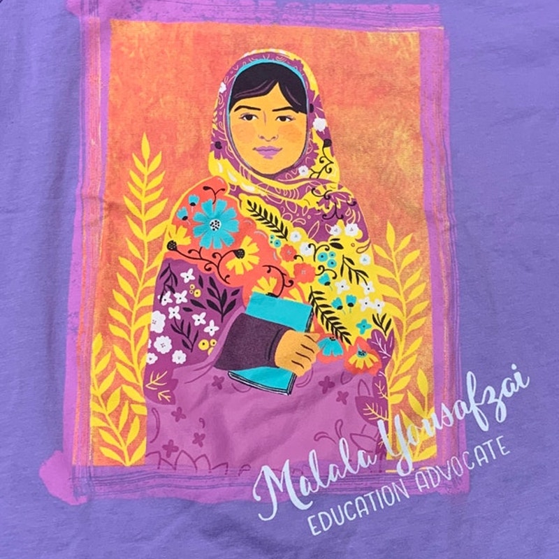 New Piccolina Girls Size 2T Malala Yousafzei Advocate 100% Cotton Crew Neck Tee