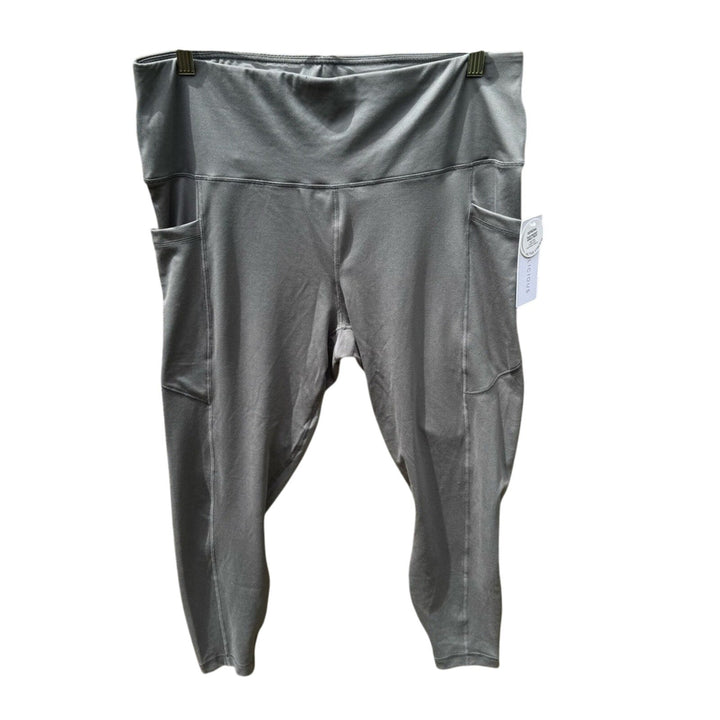 NWT New Yogalicious Womens Size 1X Serena Gray Ankle Stretch Leggings w Pockets