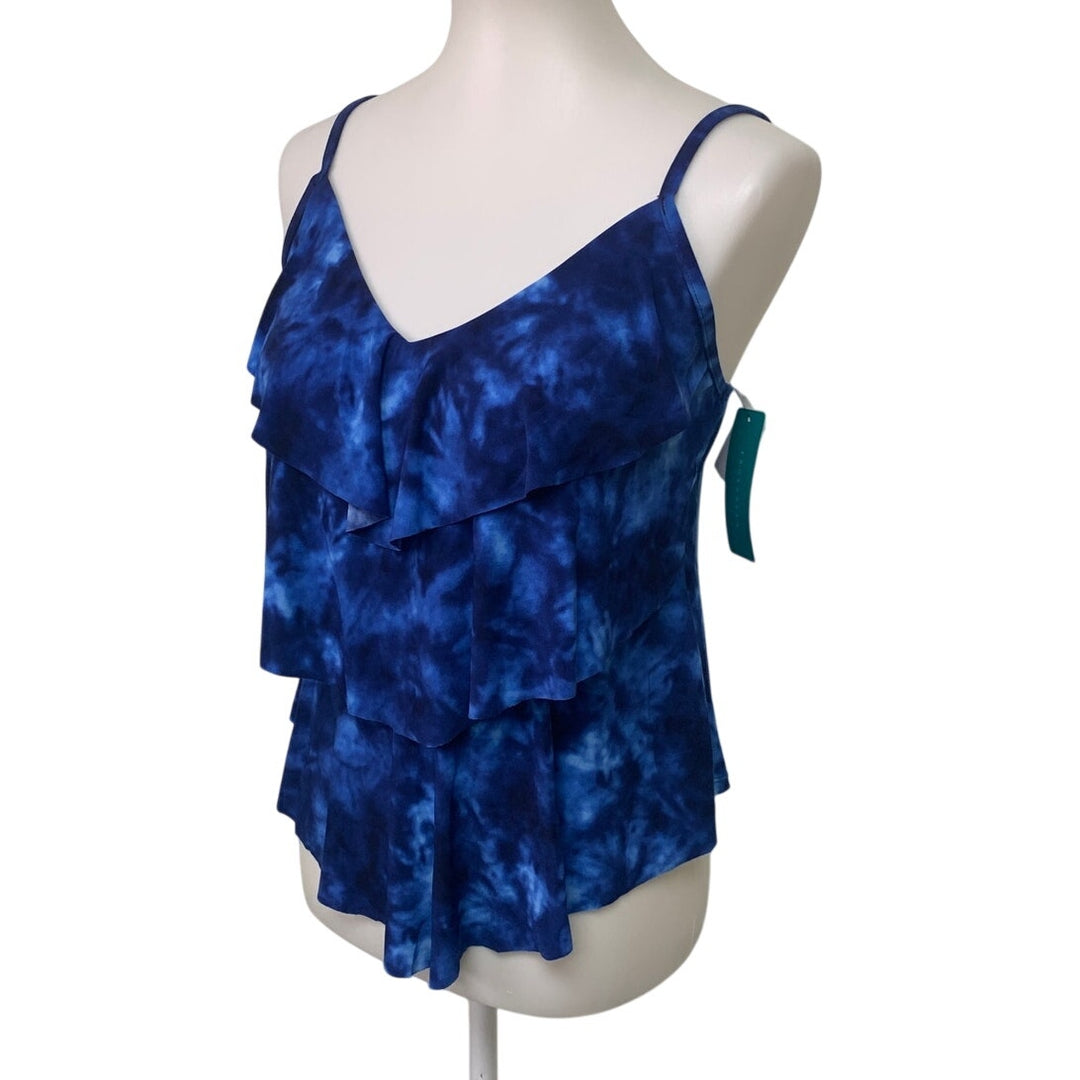 NWT New Aqua Green Womens Medium Tie Dye Adjustable Strap Swim Tank Top ONLY