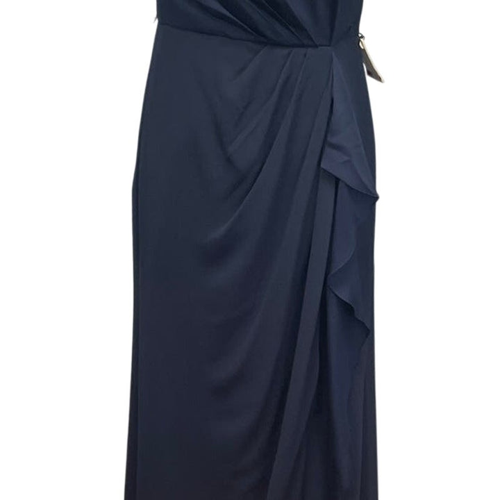 New Womens Size 6 White by Vera Wang Navy Blue Sleeveless Maxi Formal Dress