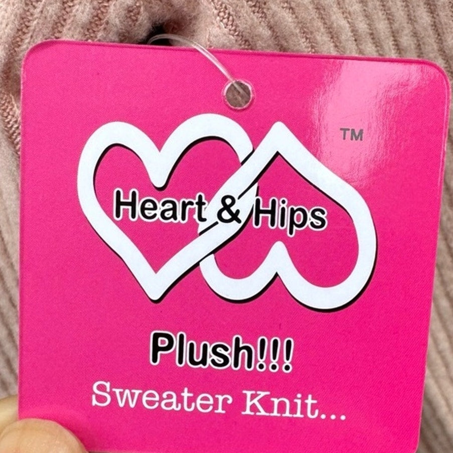 NWT New Heart &amp; Hips Juniors Small Ribbed Lace Trim Long Sleeve V Neck Top