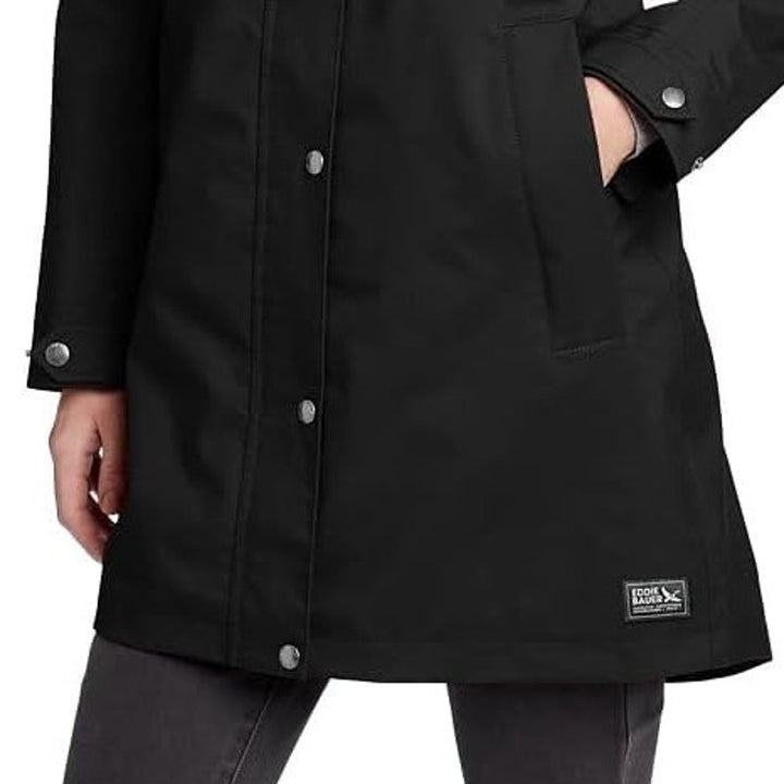 New Eddie Bauer Womens XS Black Riley Zip Up Waterproof WeatherEdge Parka Coat