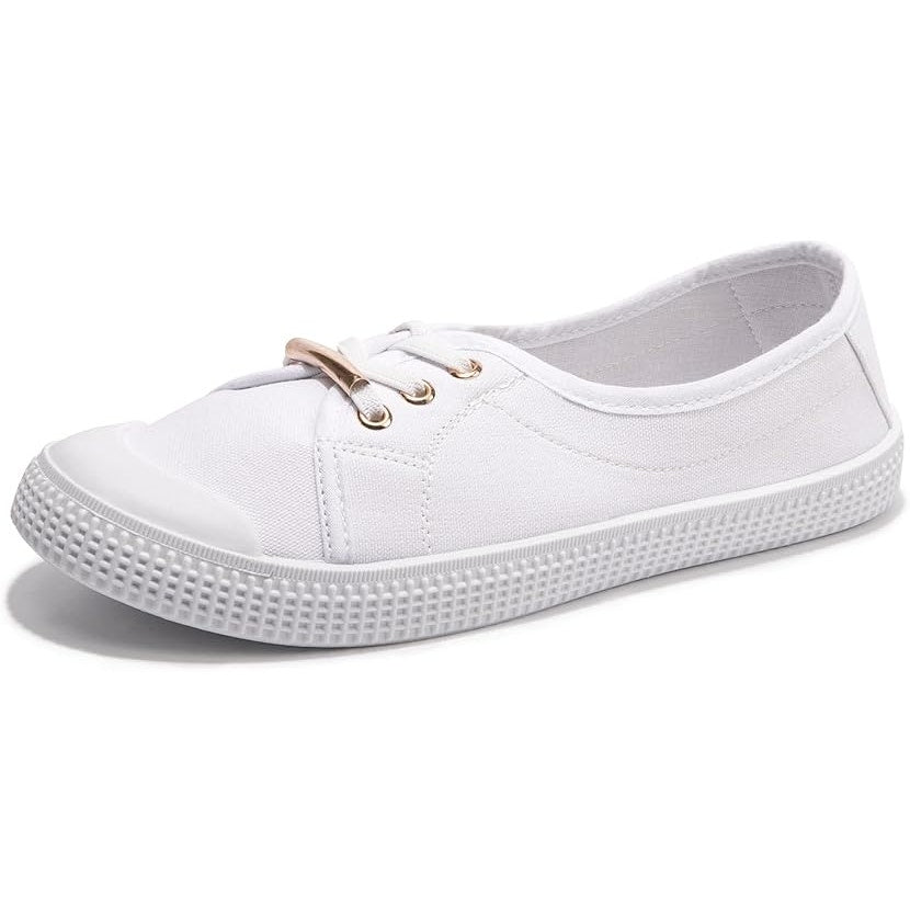 Supkicks Womens Size 9 Basic White Gold Accent Slip on Canvas Sneakers Shoes