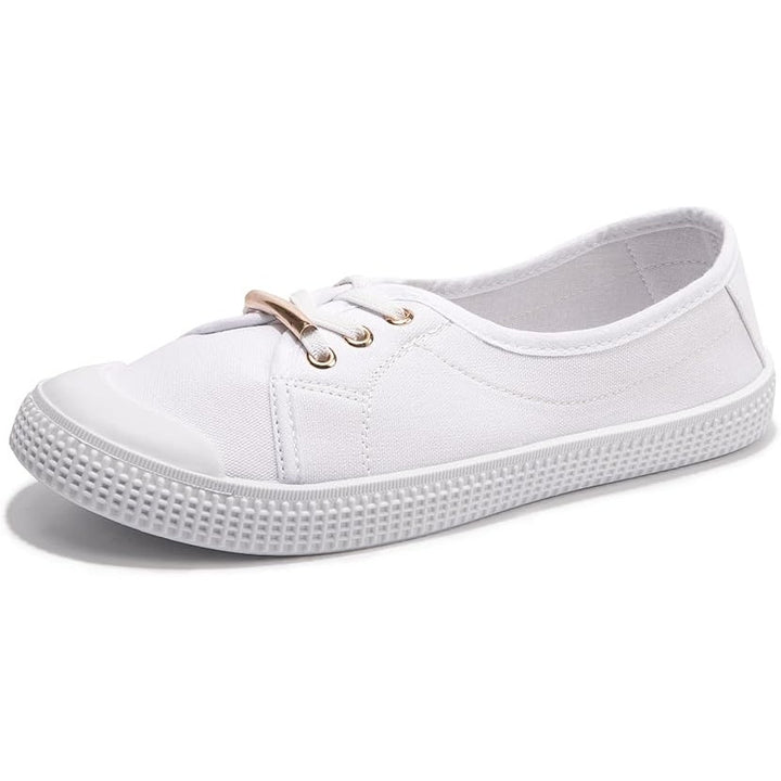 Supkicks Womens Size 9 Basic White Gold Accent Slip on Canvas Sneakers Shoes