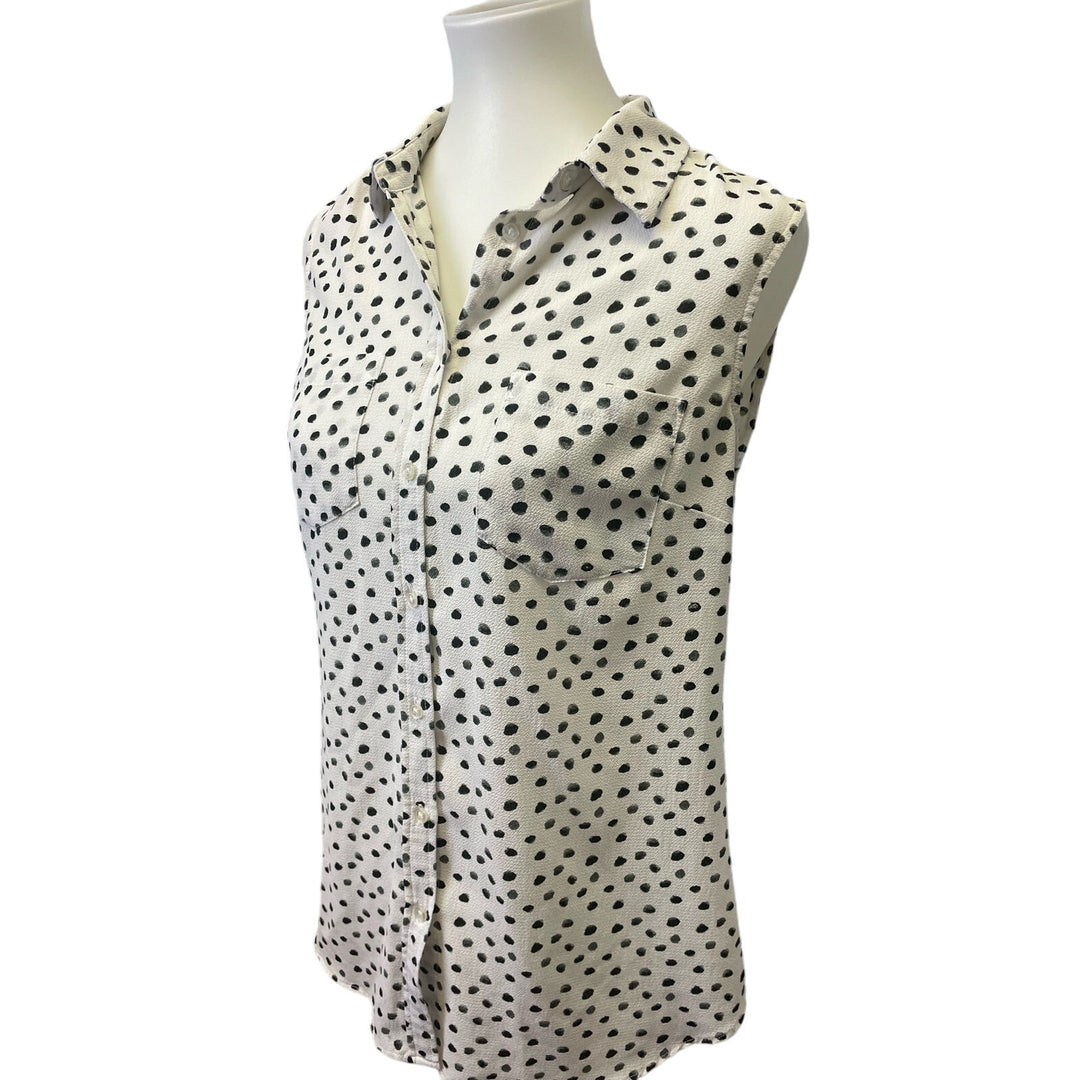 2 Merona Medium H&amp;M Sleeveless Polyester Blend Polka Dot Button Up Tank Tops