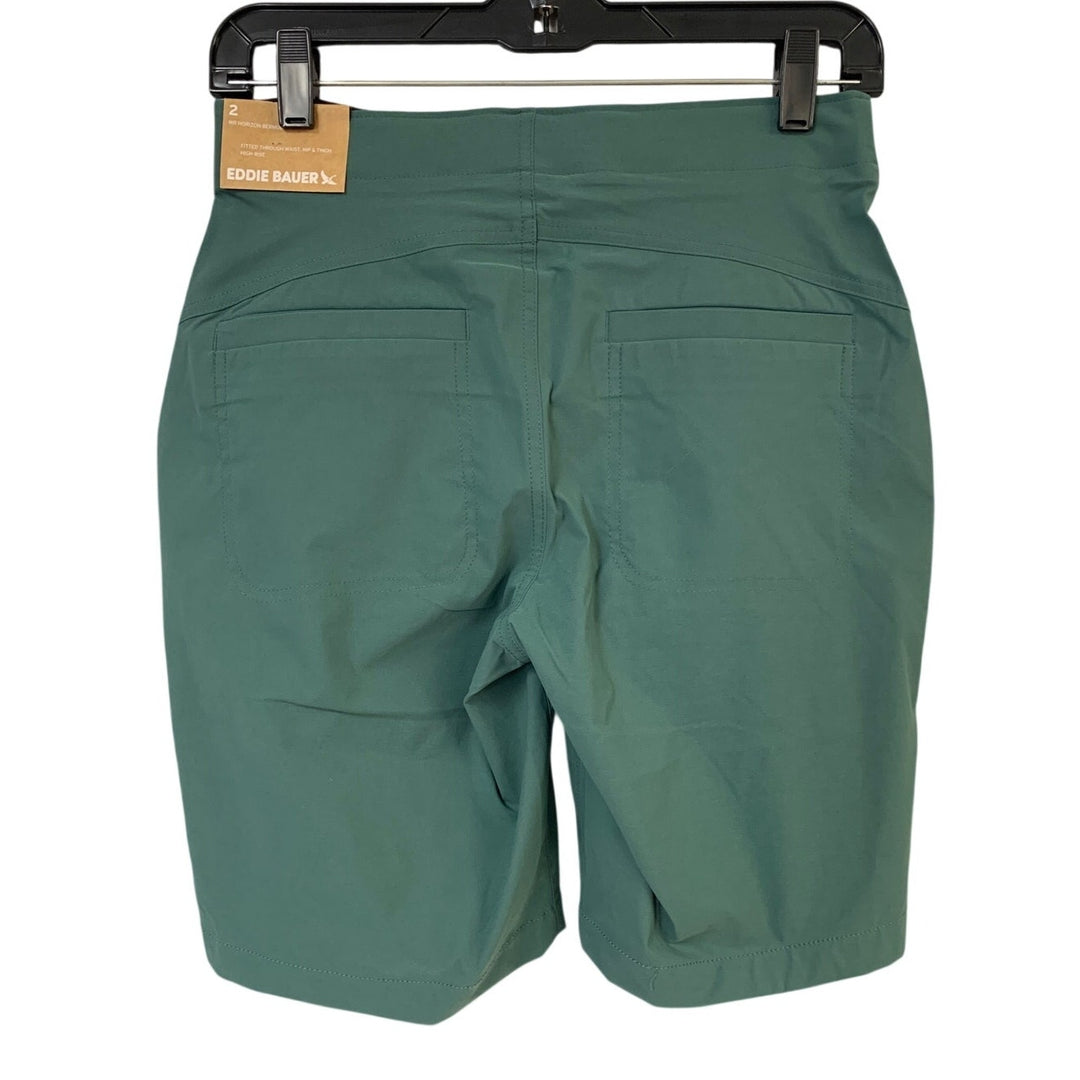 New Eddie Bauer Womens Size 2 Alpine Green UPF 50+ Horizon Bermuda Shorts