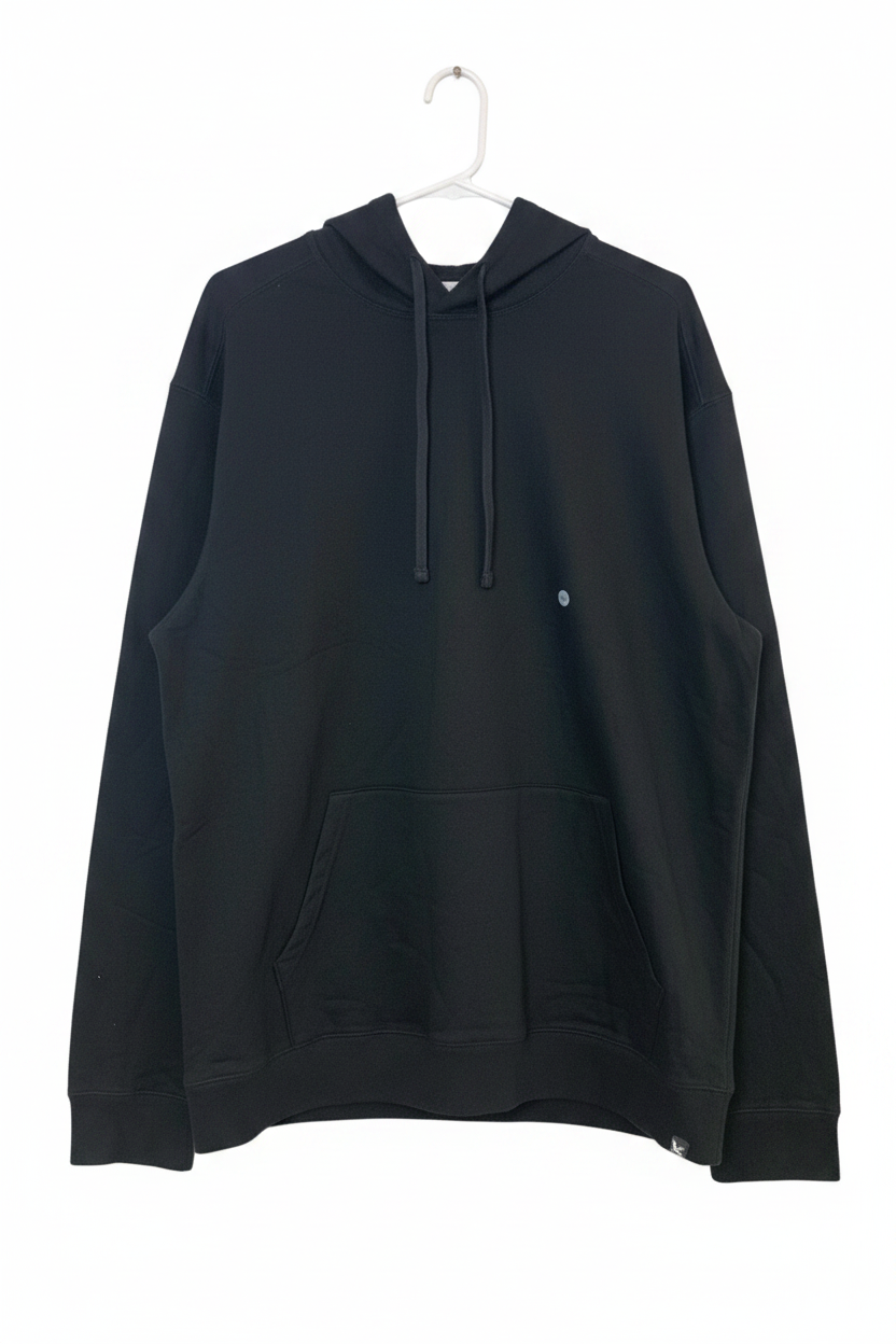 Black Hoodie on Hanger - Front View