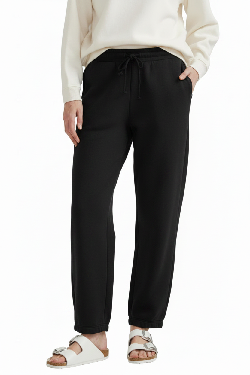 Black Wide Leg Sweatpants - Front